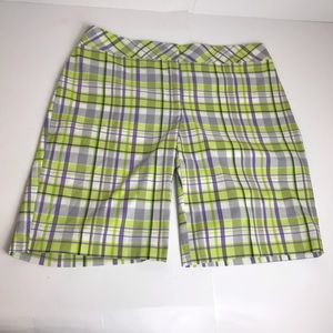 Izod Women's Plaid Shorts - Green, Purple, White